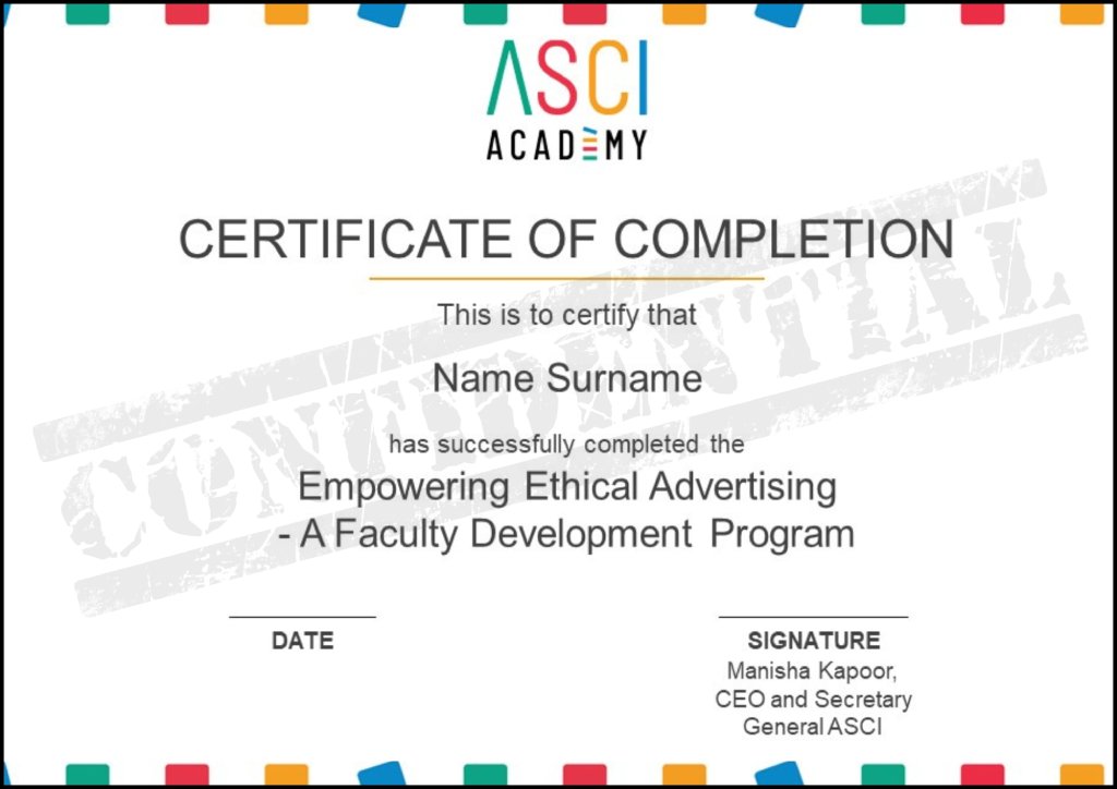 ASCI Academy FDP Certificate - LMS FDP Completion Certificate