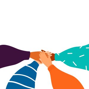 A vibrant illustration showing a diverse group of hands coming together in the center, symbolizing unity, collaboration, and teamwork. This visual represents the core message of the ASCI report that 'Right advice at ad planning stage can mitigate risks and build trust,' Published on December 02, 2021, highlighting the importance of a collaborative approach to responsible advertising.